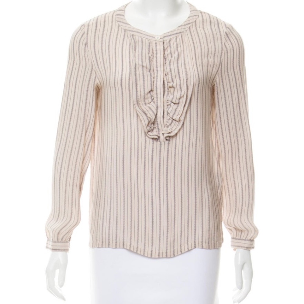 APC Printed Ruffle Silk Top